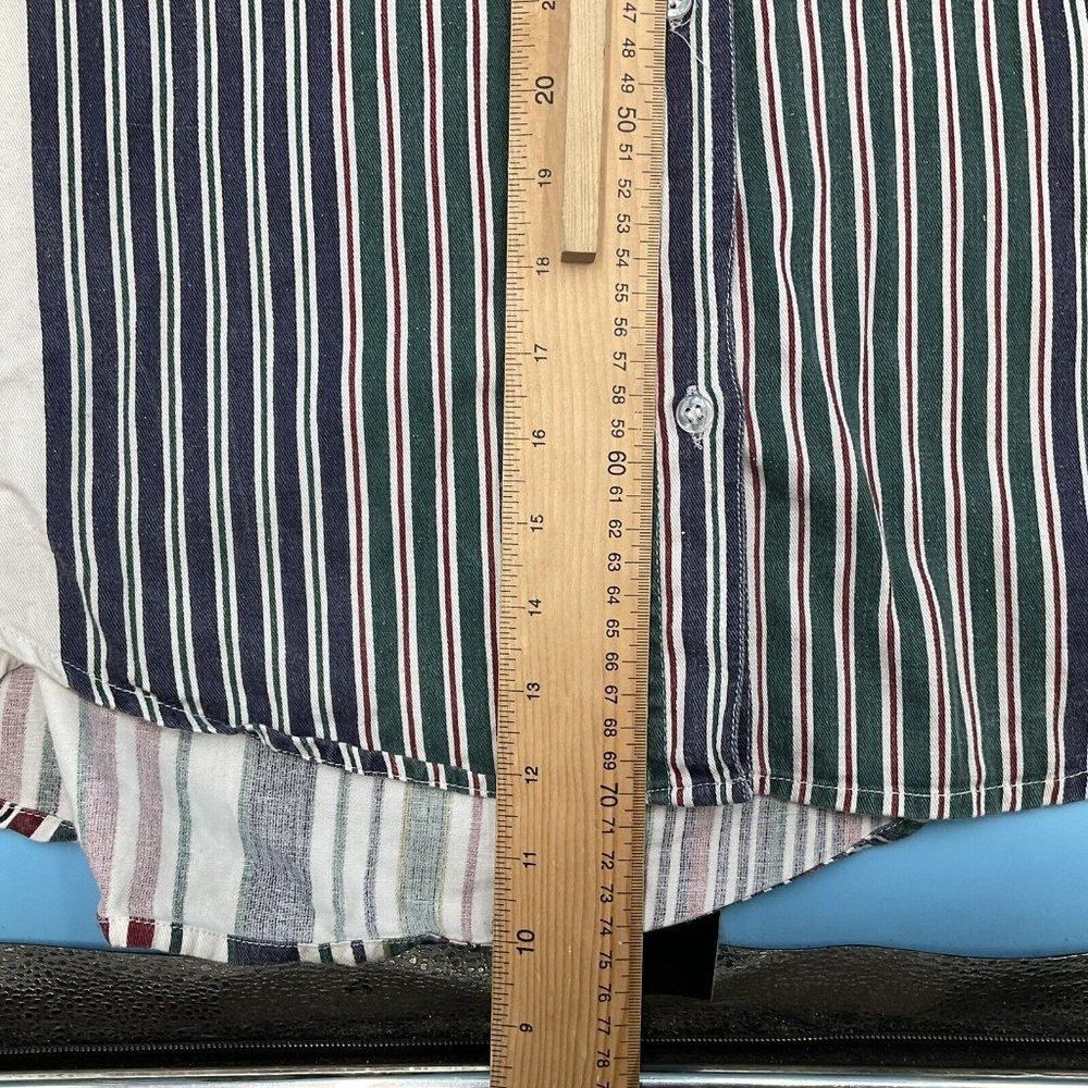 Vintage Mic Stripe Button Short Sleeve Cotton Casual Shirt Chest Pocket Oman M - Picture 7 of 9